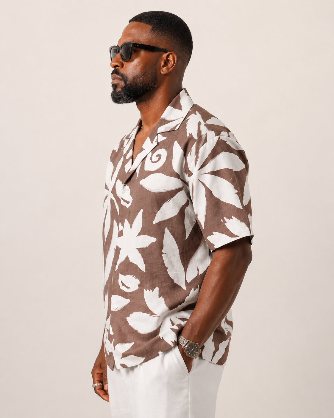 Curban floral concept print linen menswear shirt