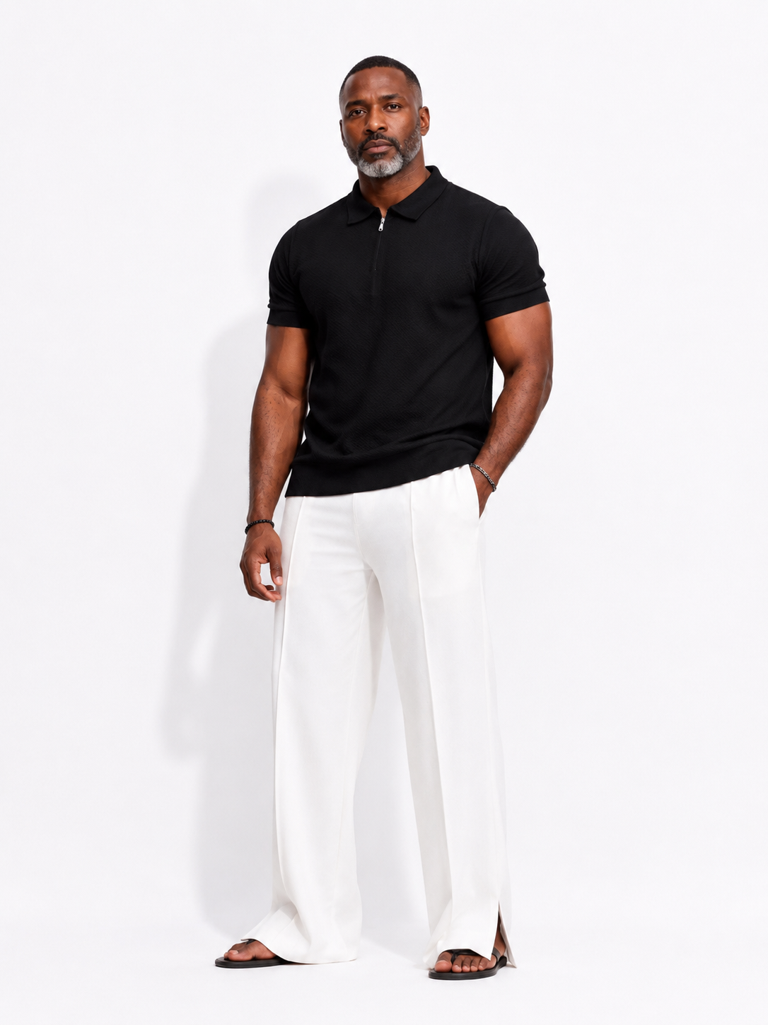 Curban textured short-sleeve regular fit Menswear set | black
