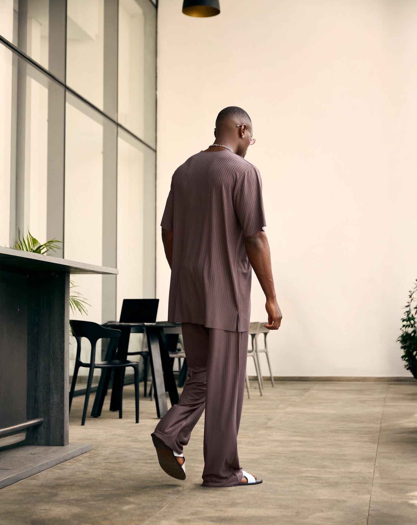 Curban woody brown pleat Palazzo Loosefit Two Piece Menswear