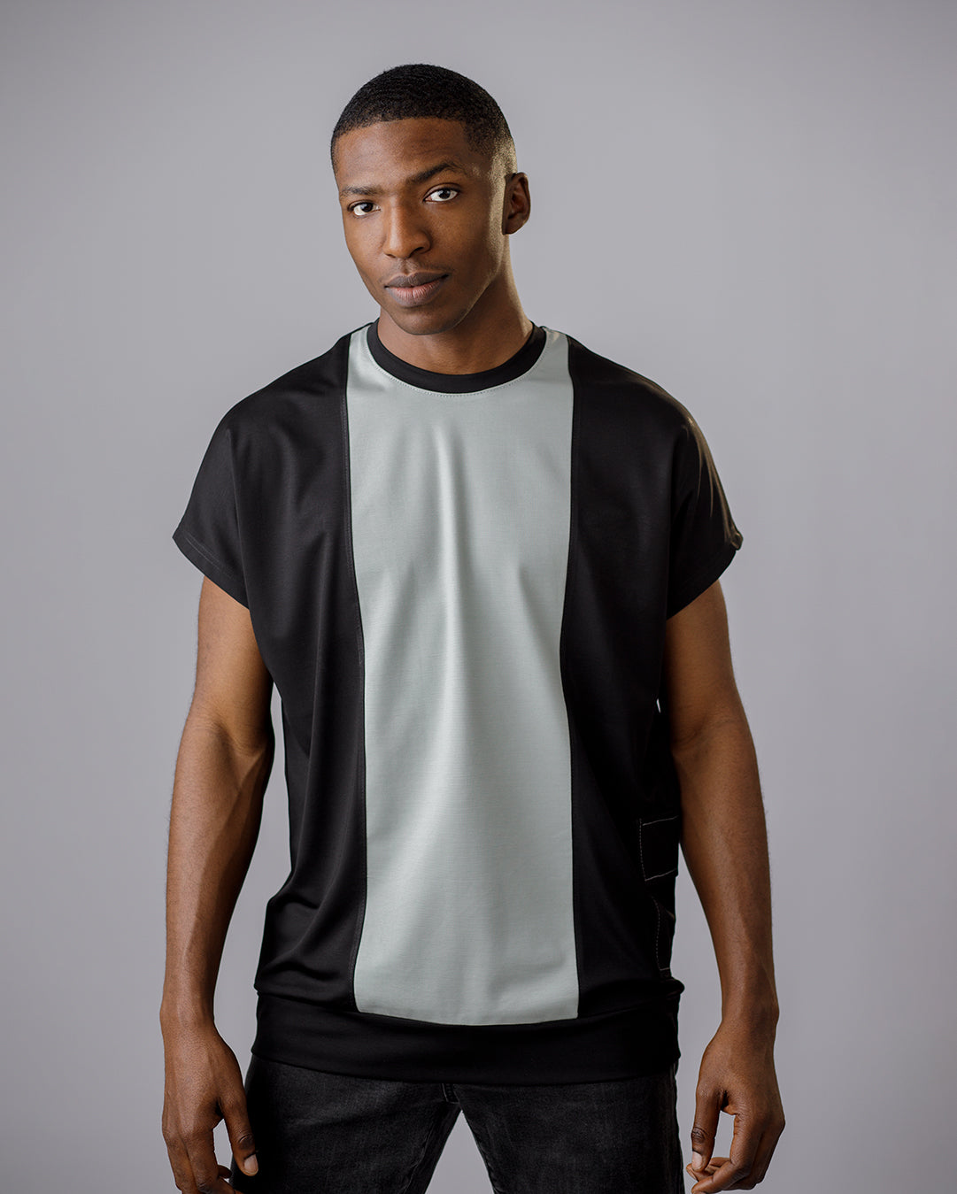 CURBAN Patchwork Capsleeve surdimensionné homme T-Shirt | Vert d'eau