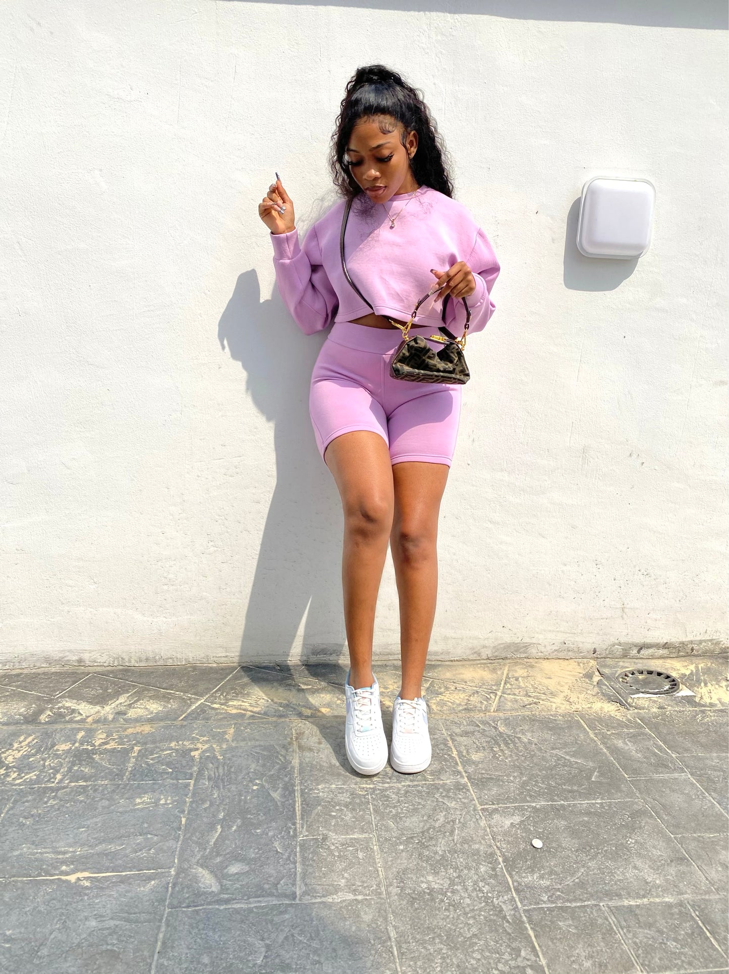 Ensemble court coordonné Curban avec fente dans le dos | Lilas