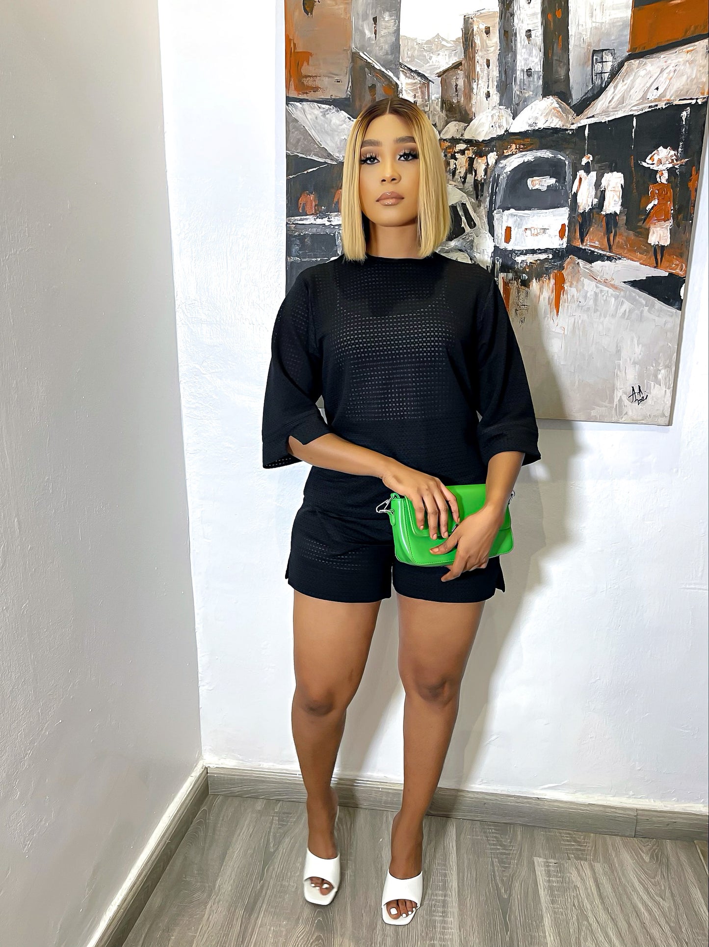 CURBAN Ensemble chic pour femme noir