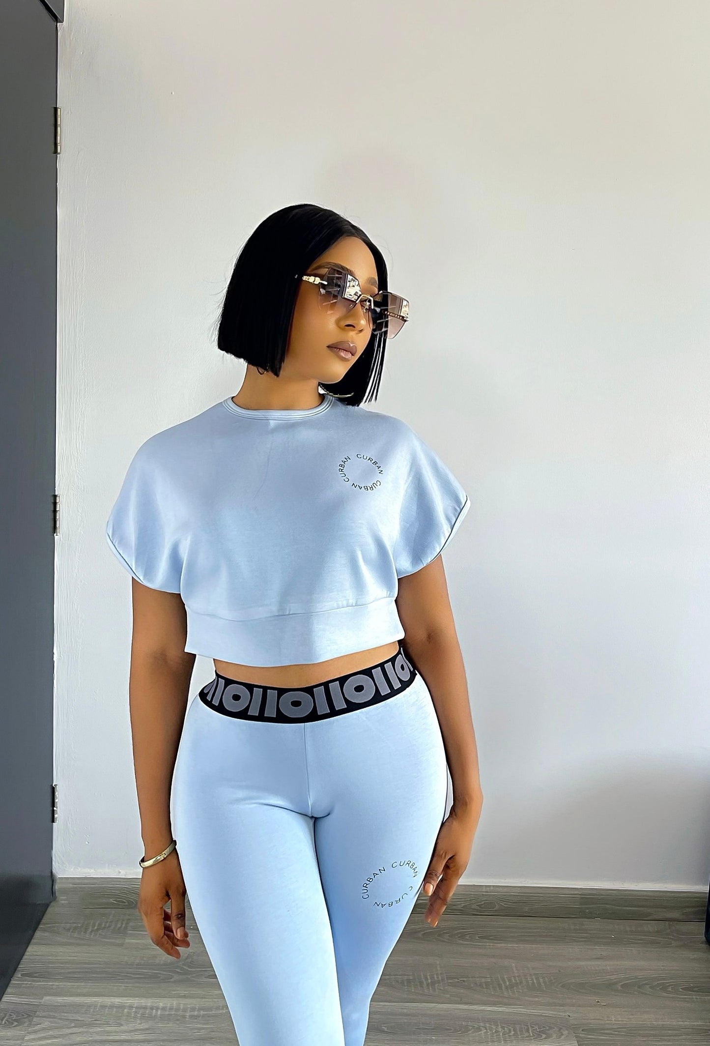 Ensemble CURBAN en élasthanne bleu poudré