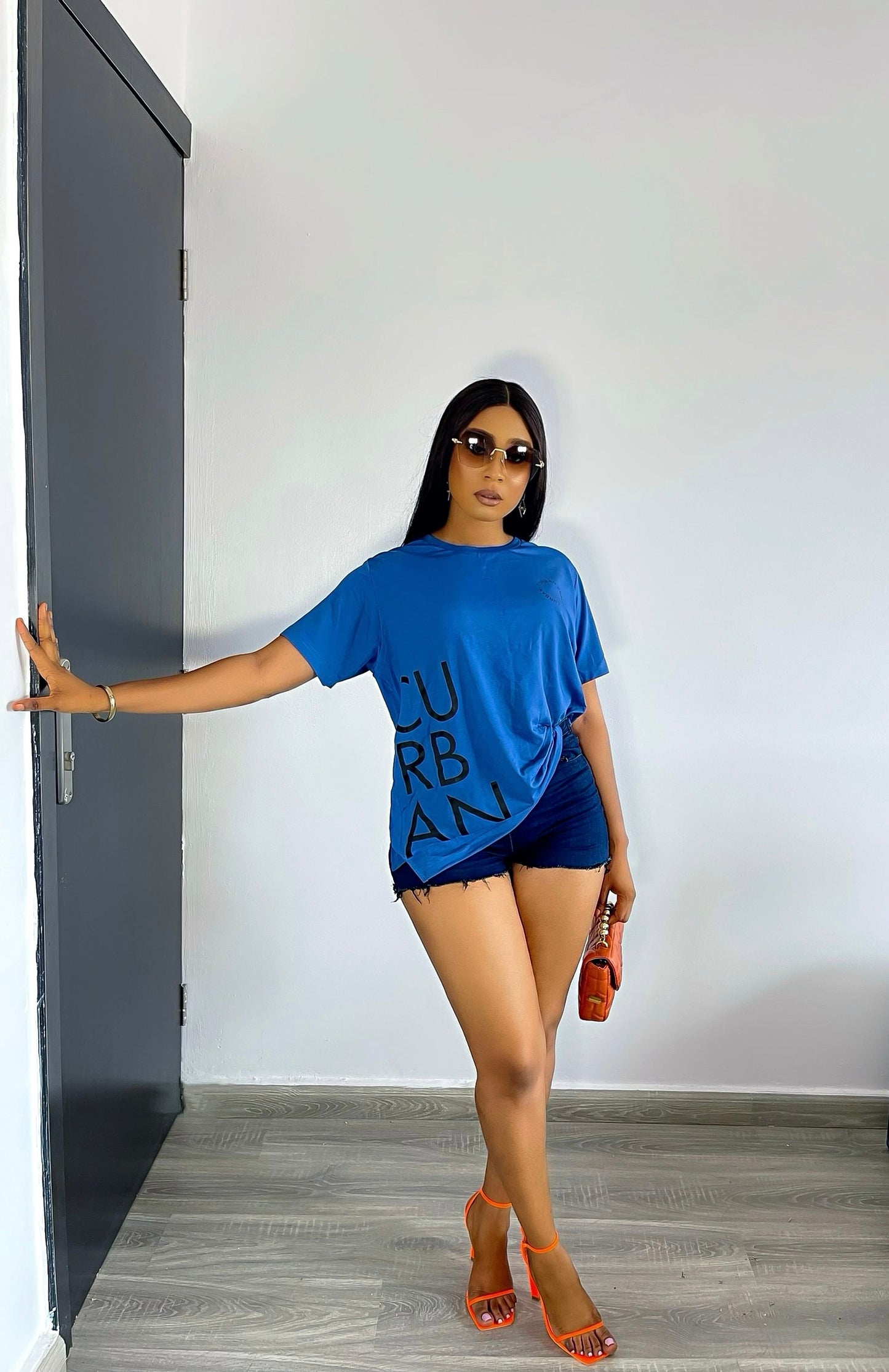 CURBAN T-Shirt Femme Oversize Bleu