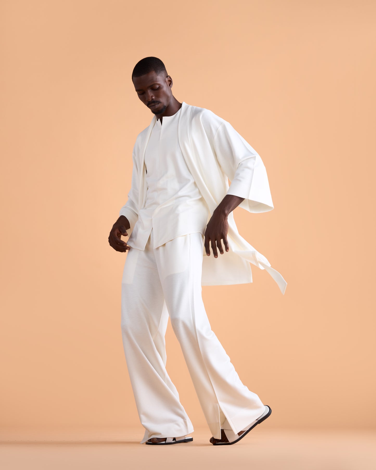 Curban off-white kimono & Palazzo Three-Piece Menswear set