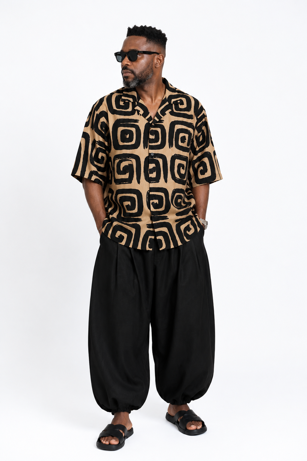 Curban print linen and balloon pant set