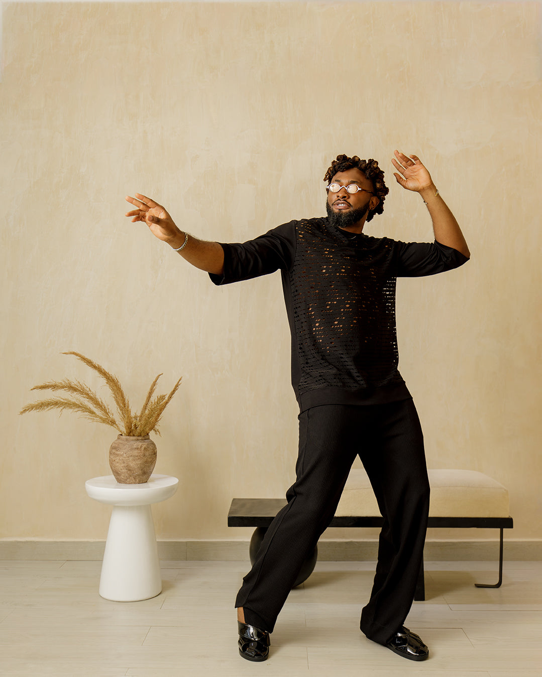 Curban Black Mesh Tunic Two Piece outifit