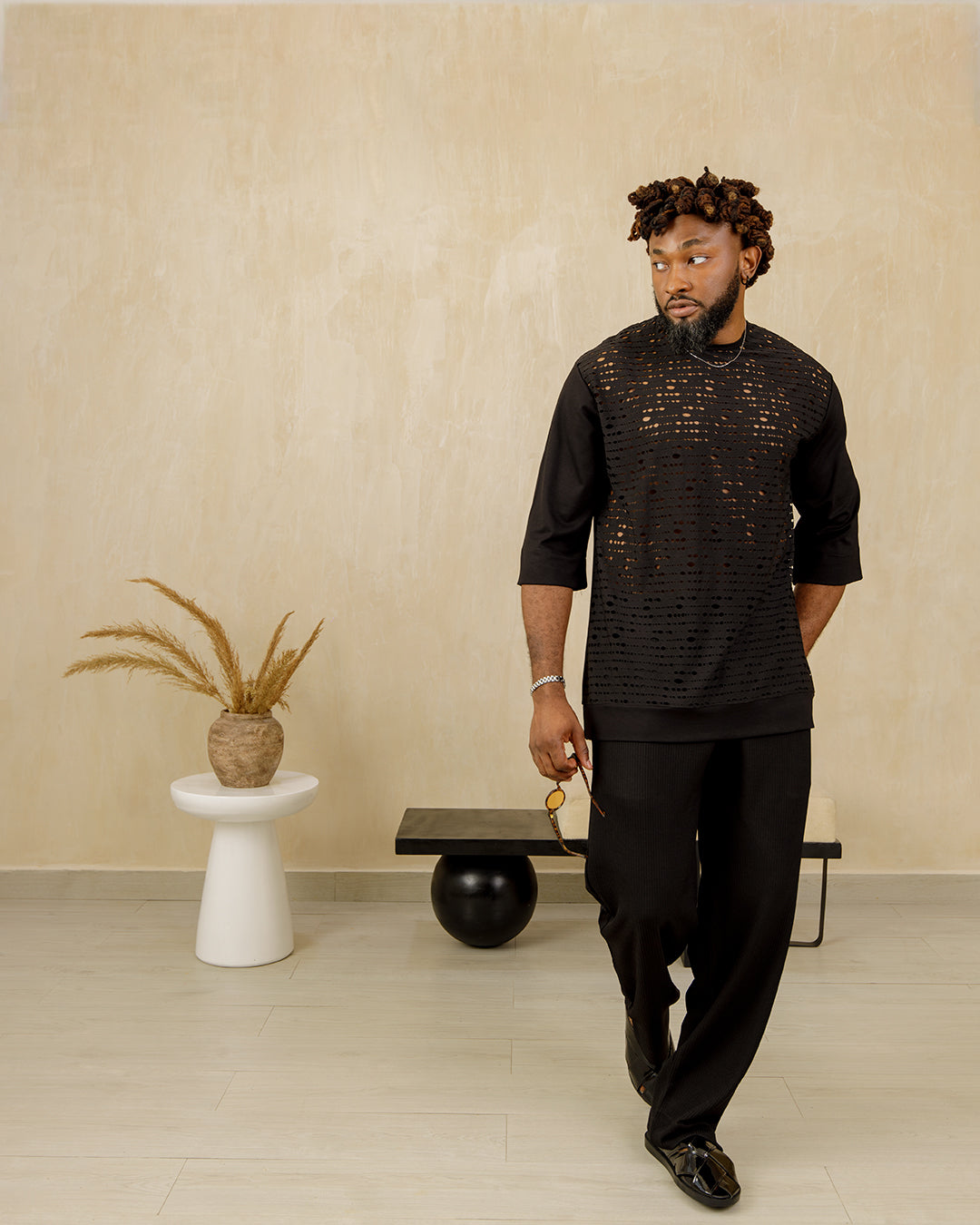 Curban Black Mesh Tunic Two Piece outifit