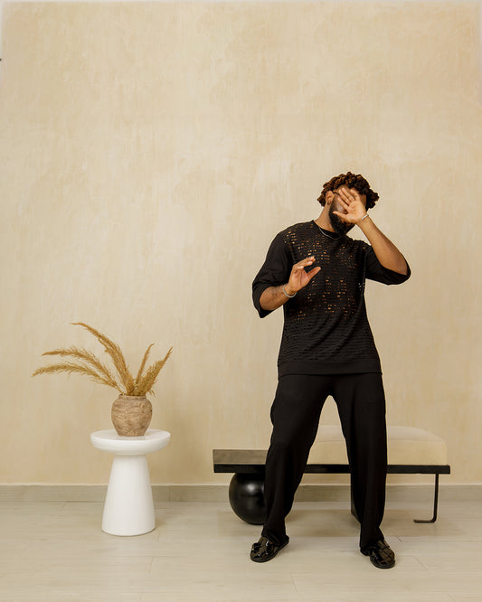 Curban Black Mesh Tunic Two Piece outifit