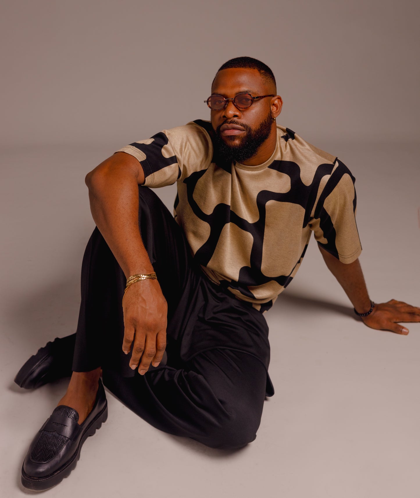 Curban pith loose two piece menswear set | Gold