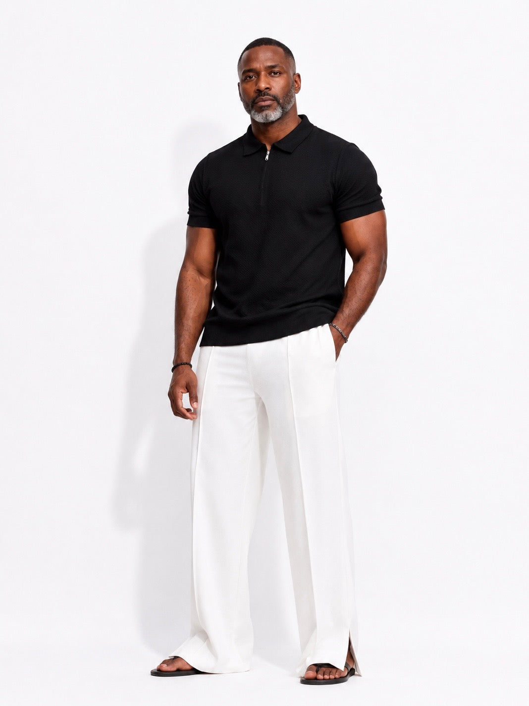 Curban textured short-sleeve regular fit Menswear set | black