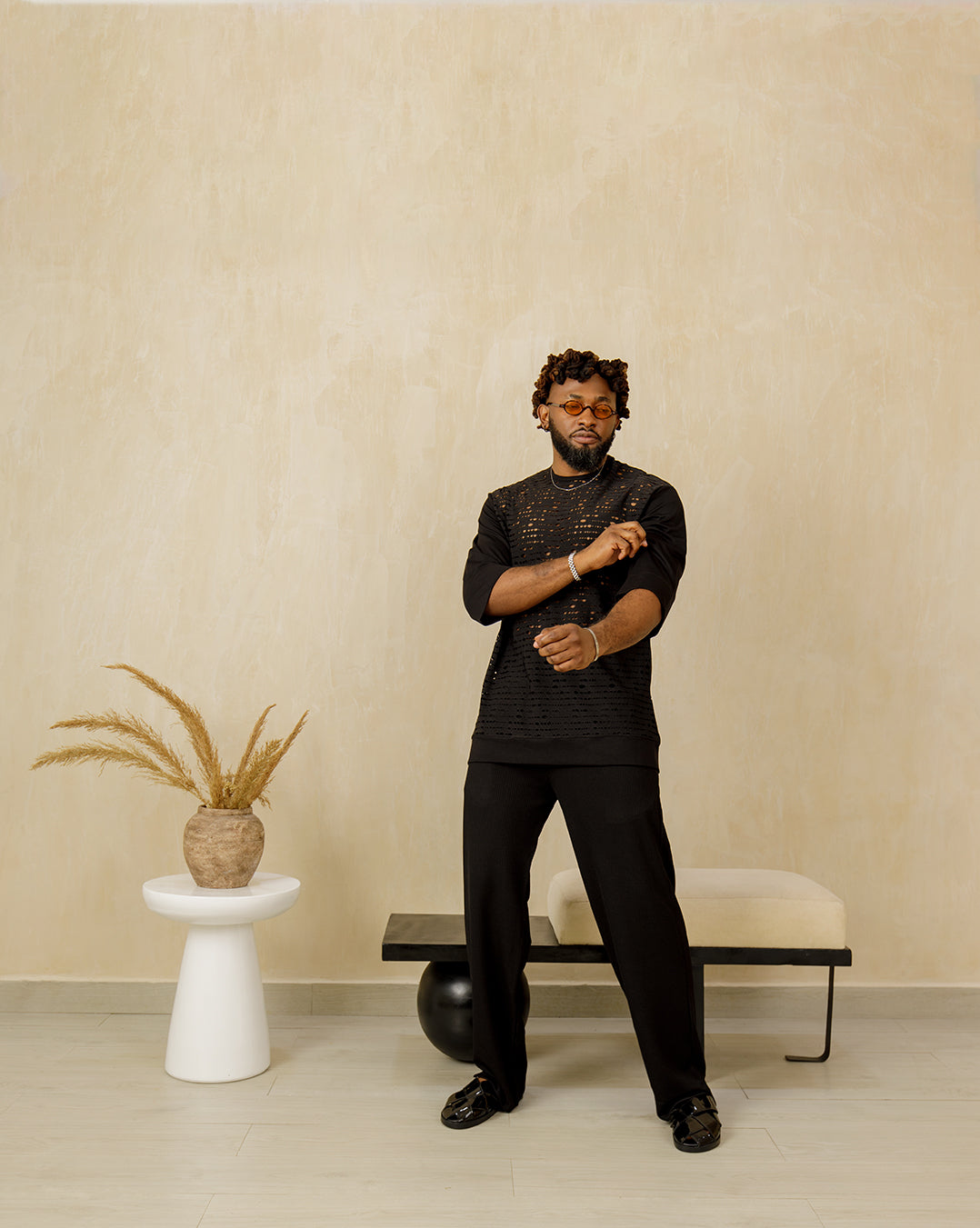 Curban Black Mesh Tunic Two Piece outifit