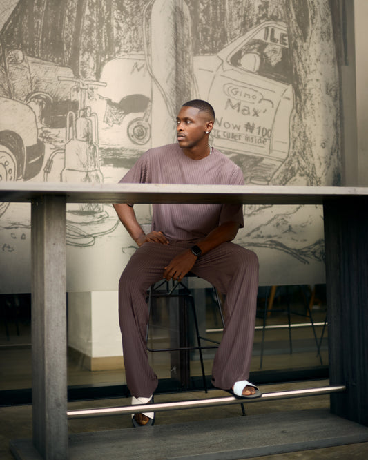 Curban woody brown pleat Palazzo Loosefit Two Piece Menswear