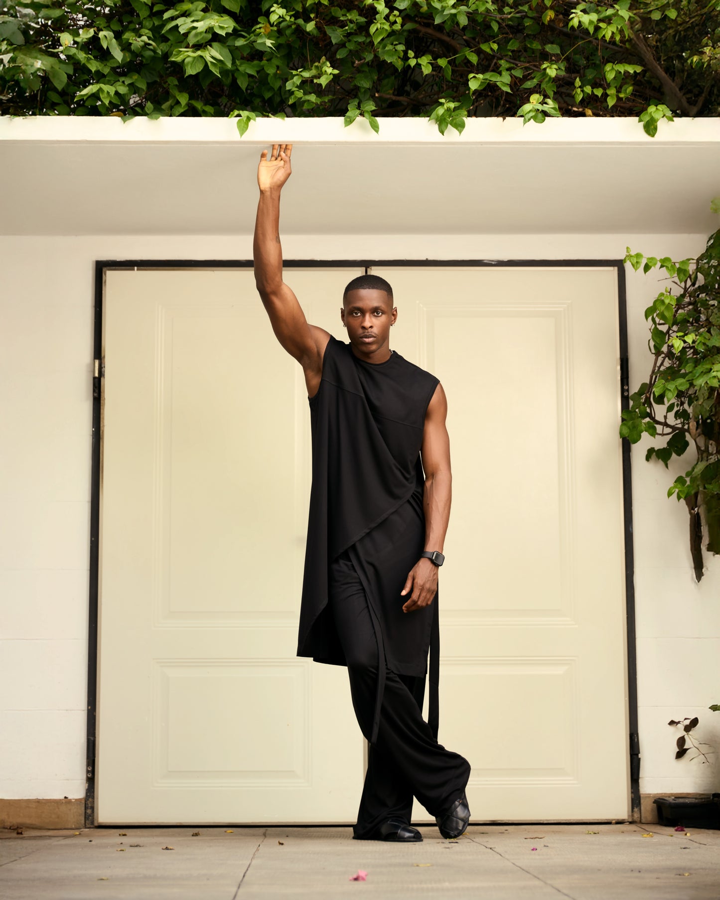 Curban black sleeveless asymmetrical two-Piece