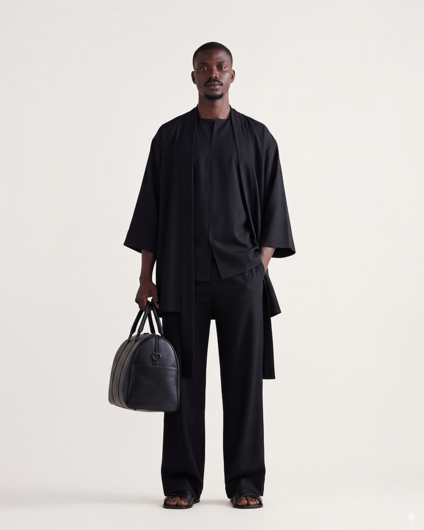 Curban Black kimono & Palazzo Three-Piece Menswear set