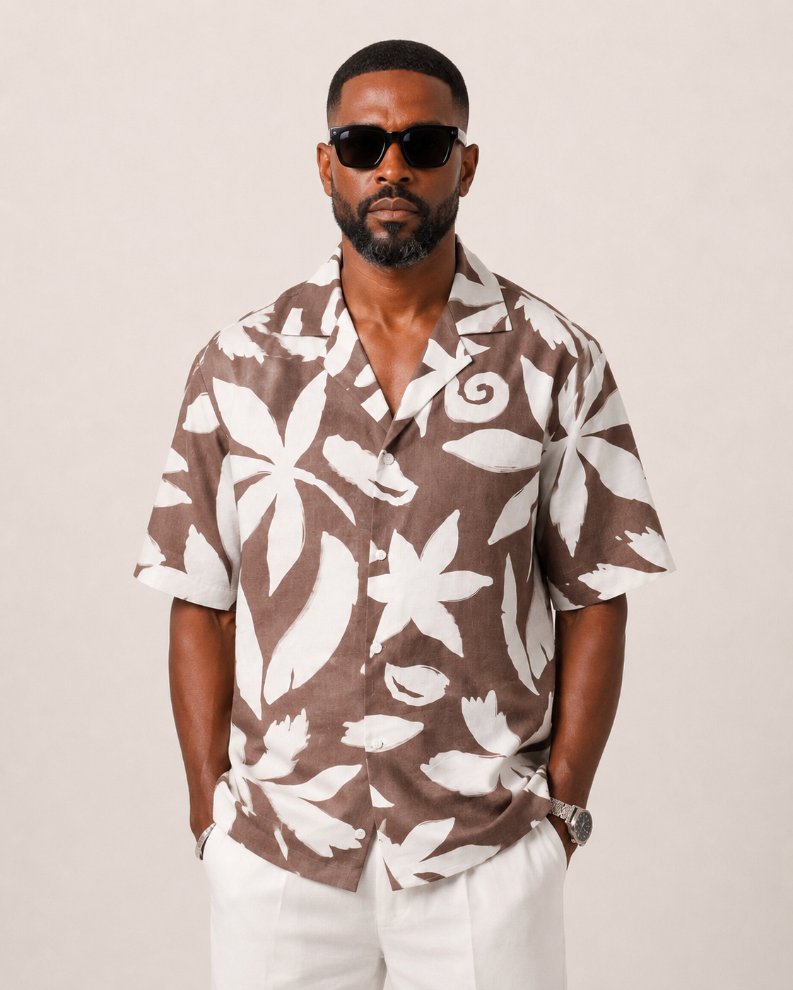Curban floral concept print linen menswear shirt