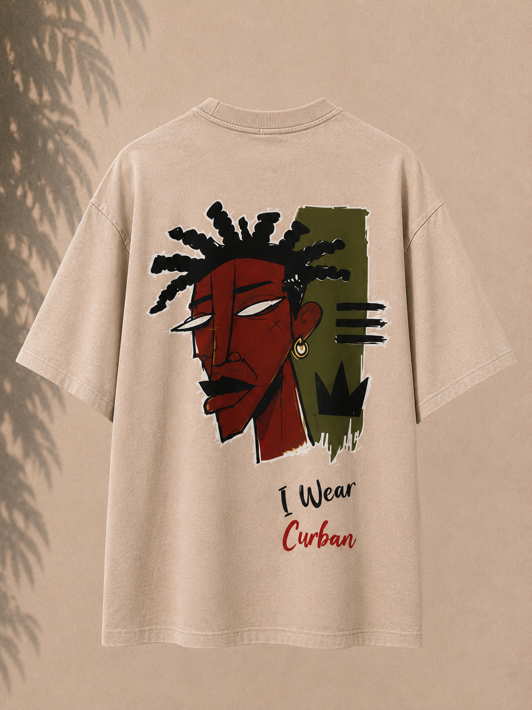 CURBAN abstract graffiti oversized men’s T-Shirt | Beige