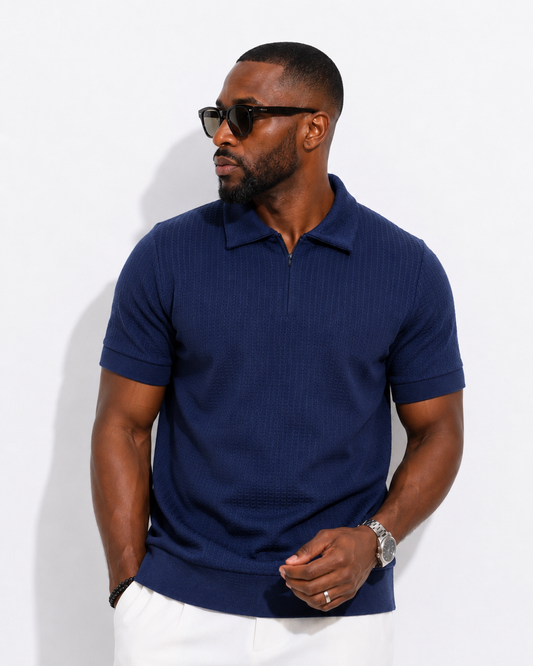 Curban Navy textured short-sleeve regular fit Menswear