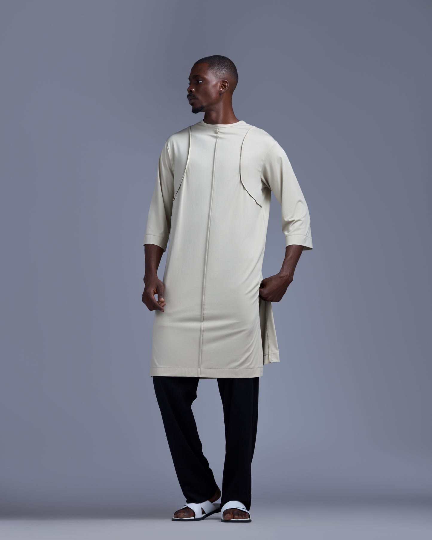 Curban 3/4 sleeve beige Tunic Menswear set