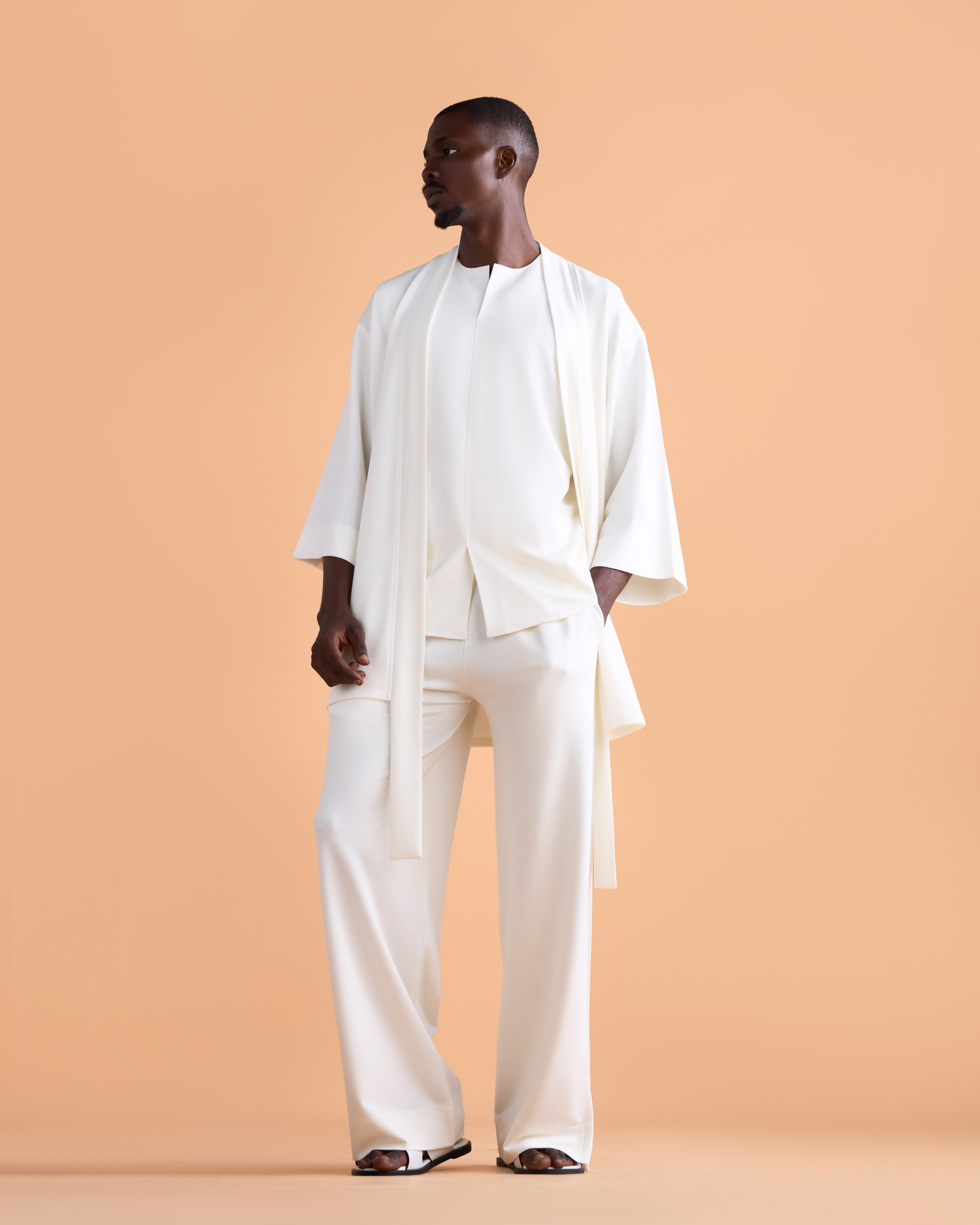 Curban off-white kimono & Palazzo Three-Piece Menswear set – Curban Place