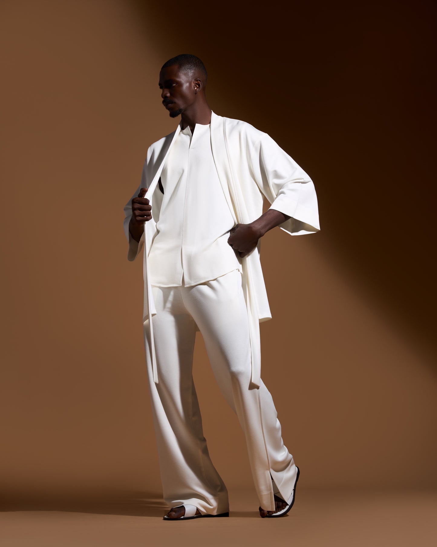 Curban off-white kimono & Palazzo Three-Piece Menswear set