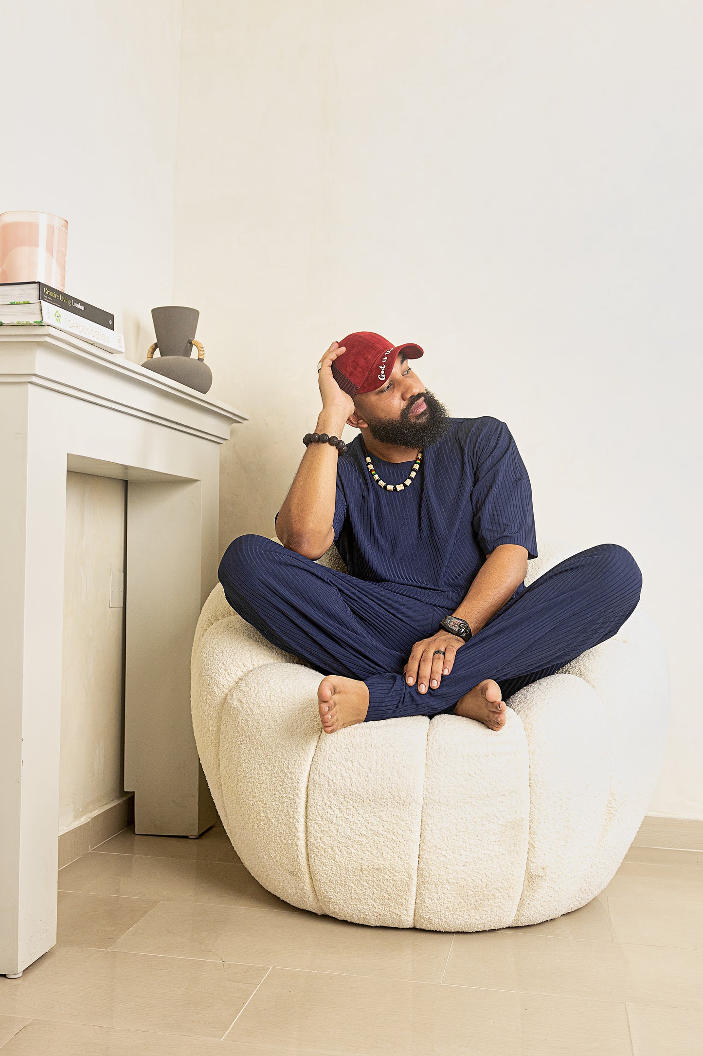 Curban Navy-Blue  Facade-Pleat Palazzo Loosefit Two Piece Menswear