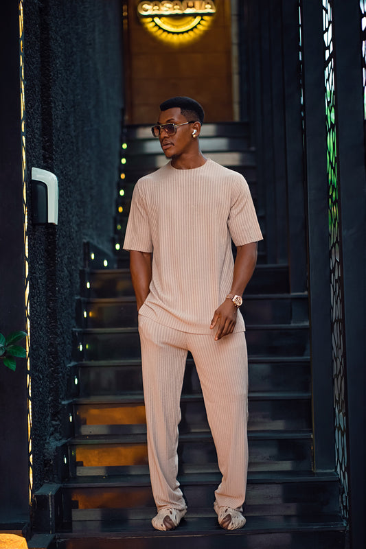 Curban Tan Facade Pleat Palazzo Loosefit Deux Pièces Pour Hommes