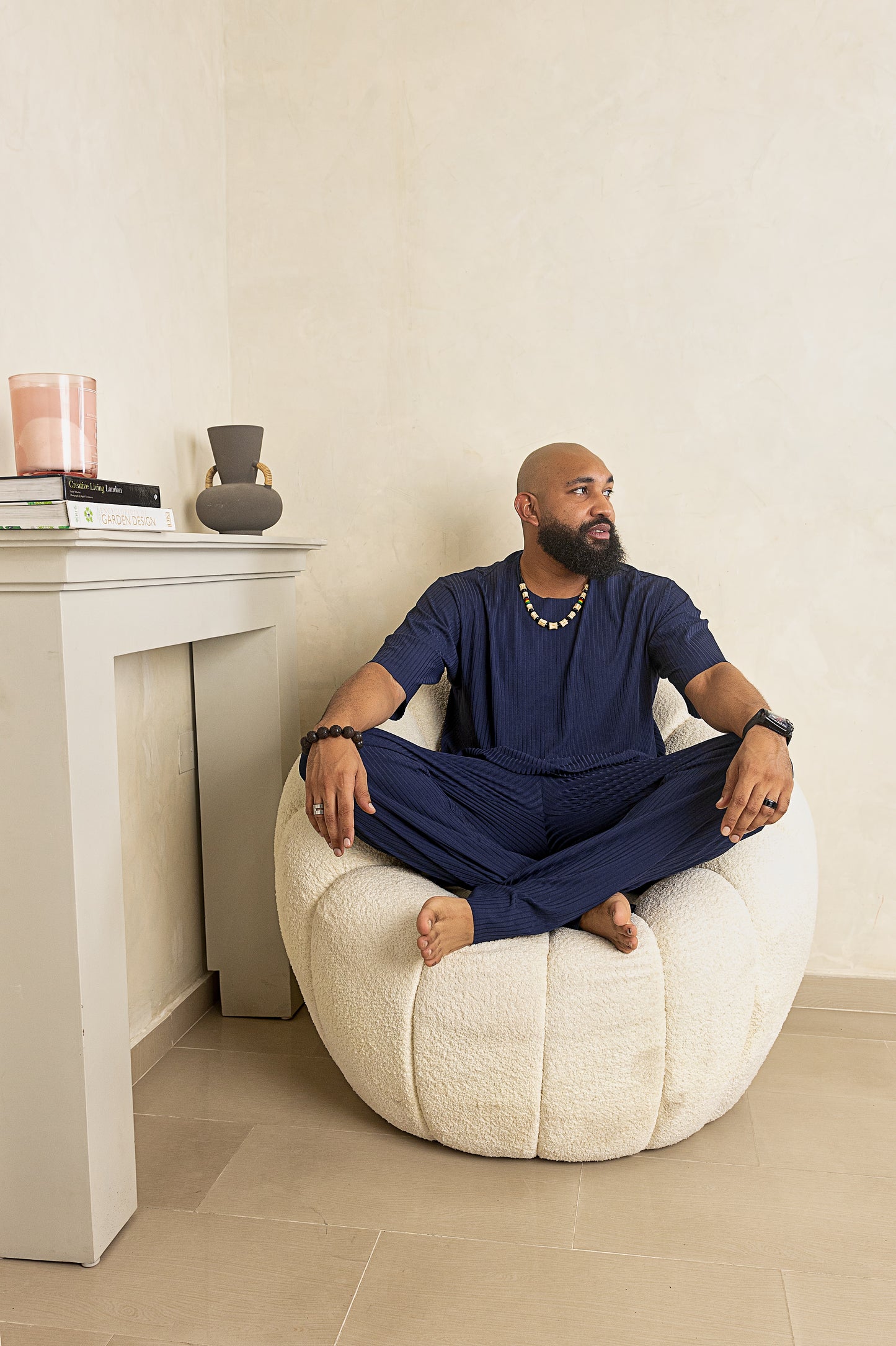 Curban Navy-Blue  Facade-Pleat Palazzo Loosefit Two Piece Menswear