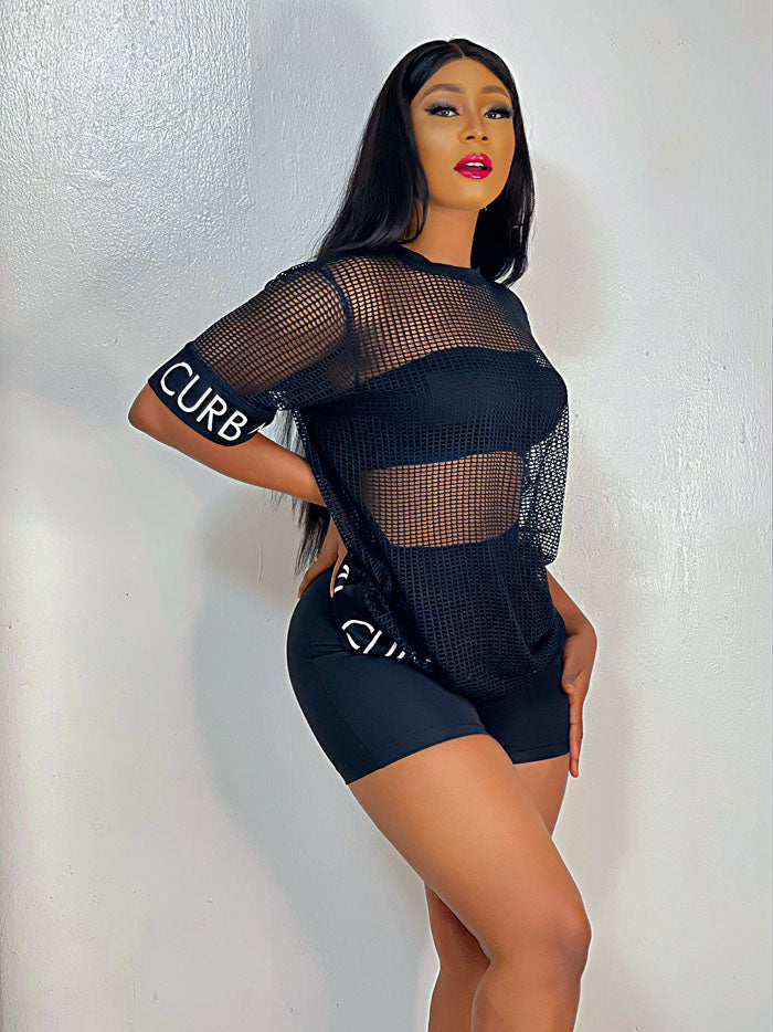 Robe chemise en maille à slogan Curban