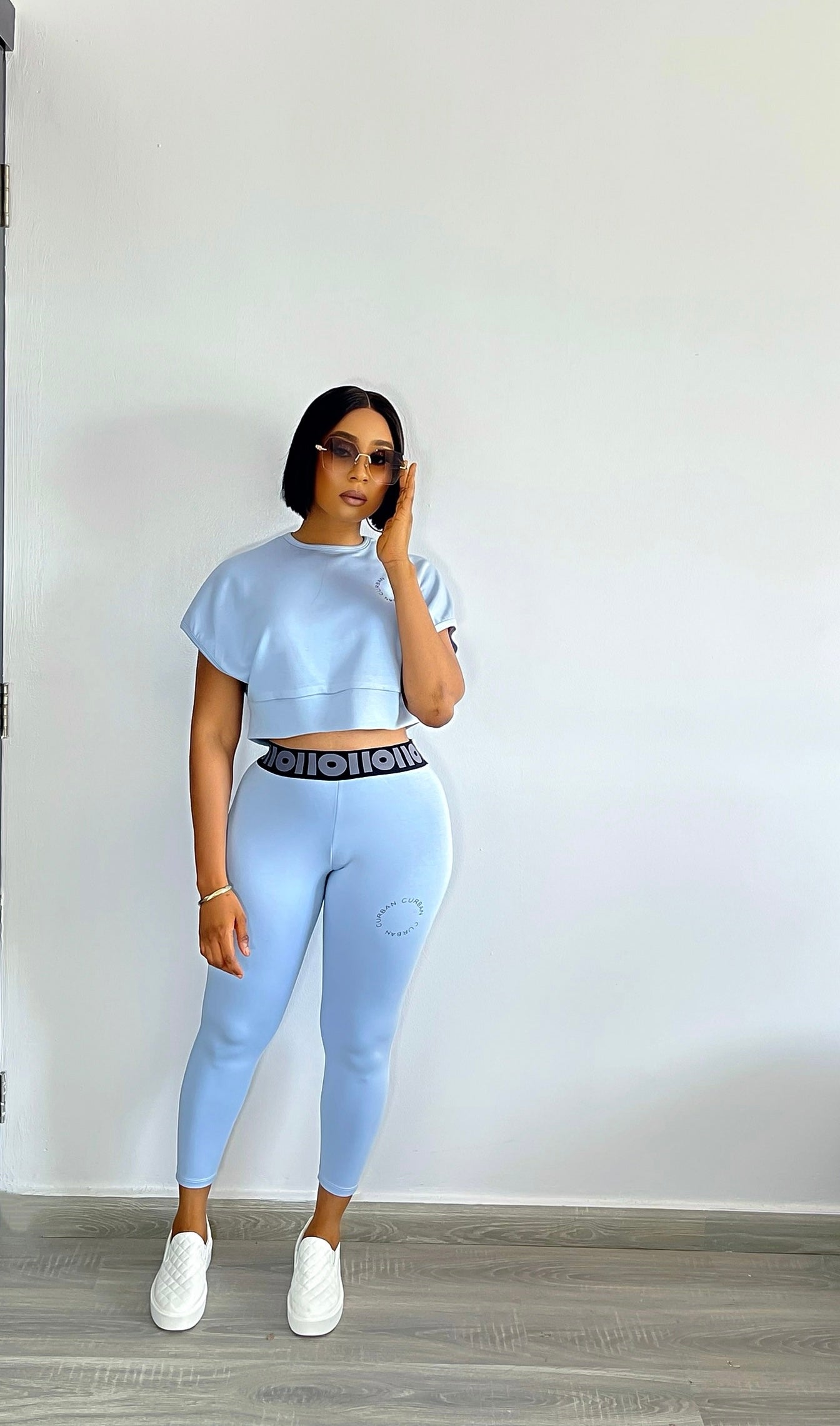 Ensemble CURBAN en élasthanne bleu poudré