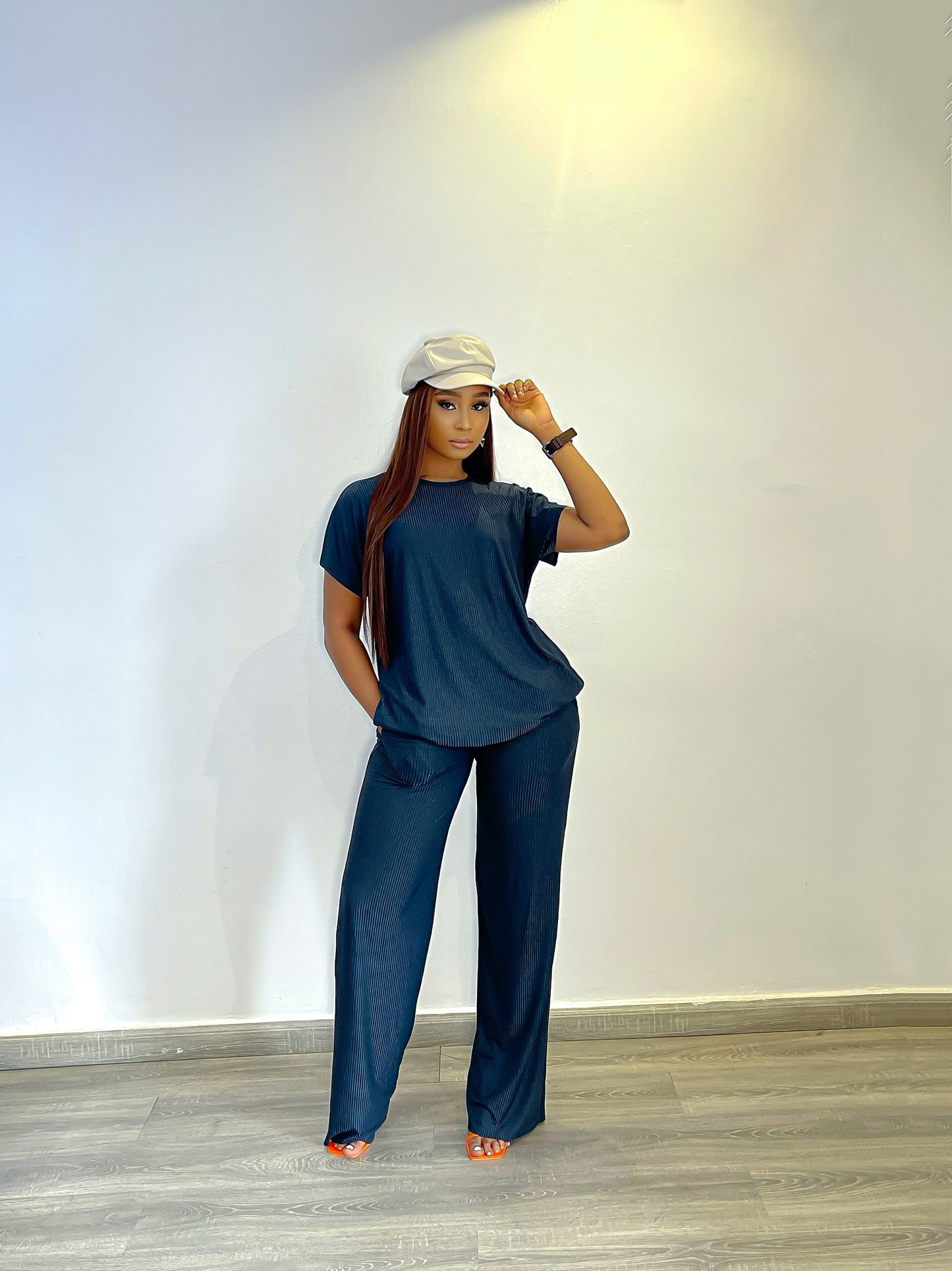 CURBAN Pantalon Palazzo à manches capes (ensemble) | Vert Fayrouz