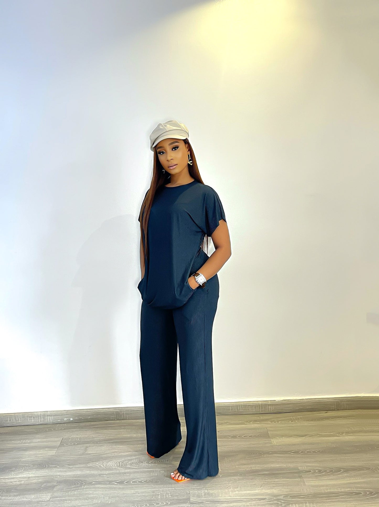 CURBAN Pantalon Palazzo à manches capes (ensemble) | Vert Fayrouz