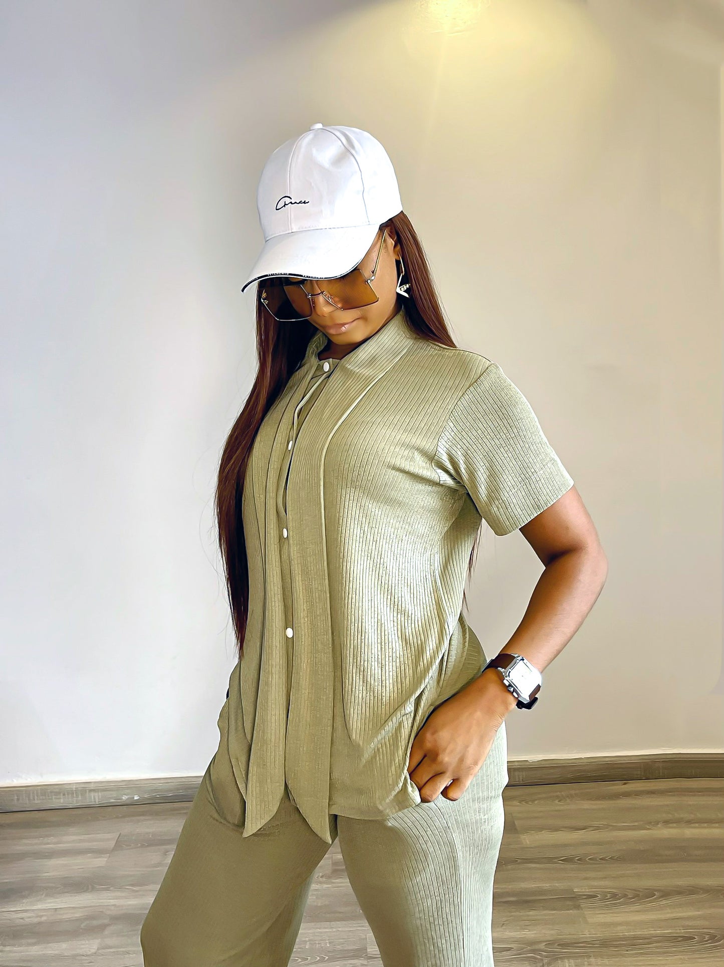 CURBAN Belt-Neck Facade-Pleat  Co-Ord