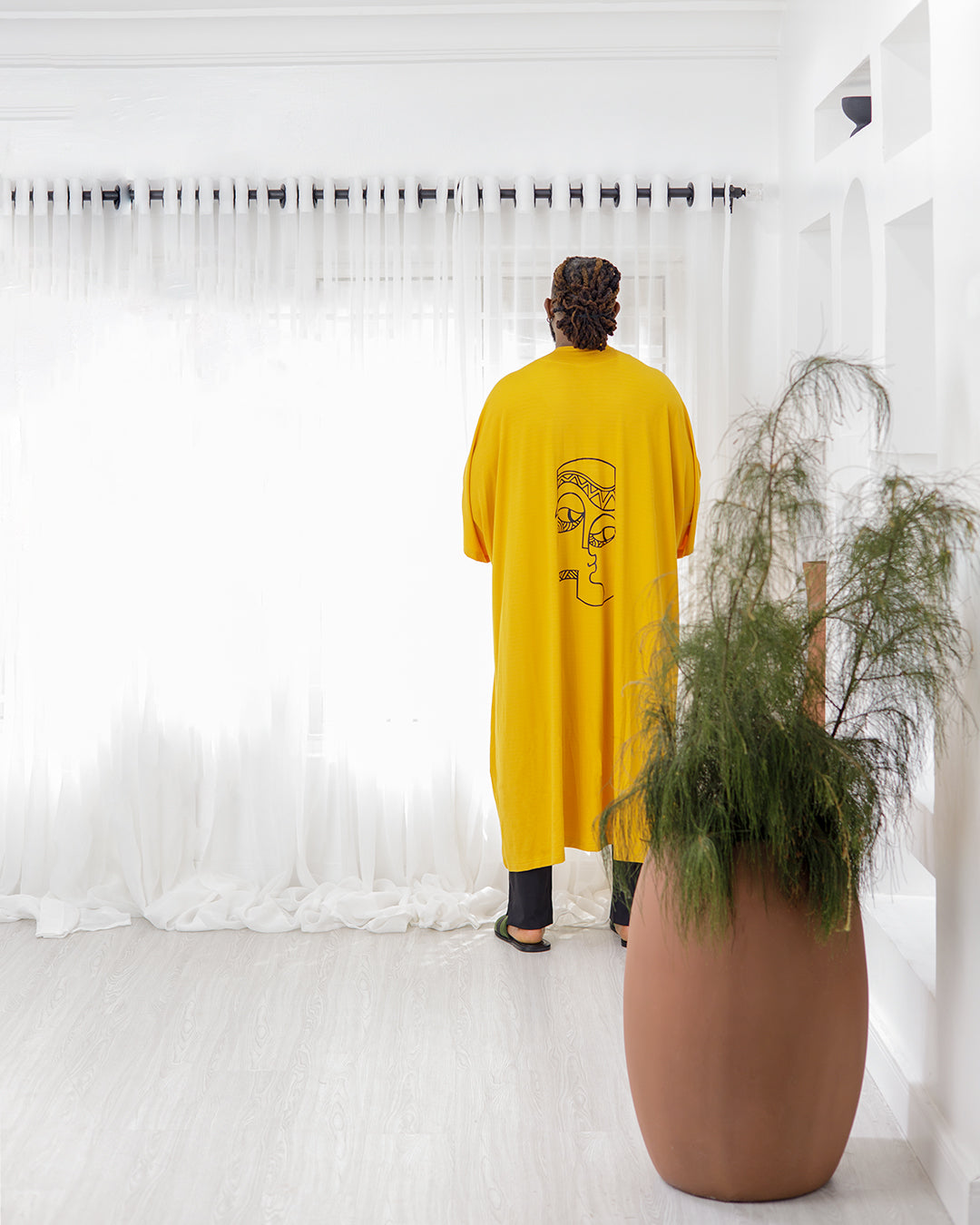 Curban Jaune Dropneck Cape Palazzo Deux Pièces Pour Hommes