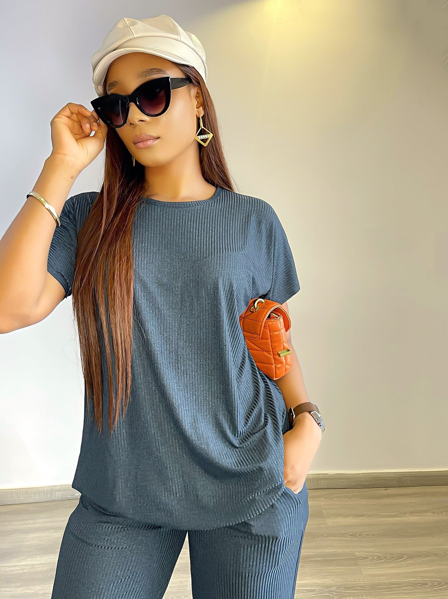 CURBAN Pantalon Palazzo à manches capes (ensemble) | Vert Fayrouz