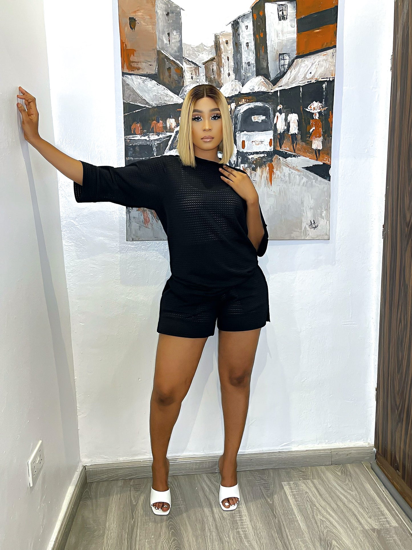 CURBAN Ensemble chic pour femme noir