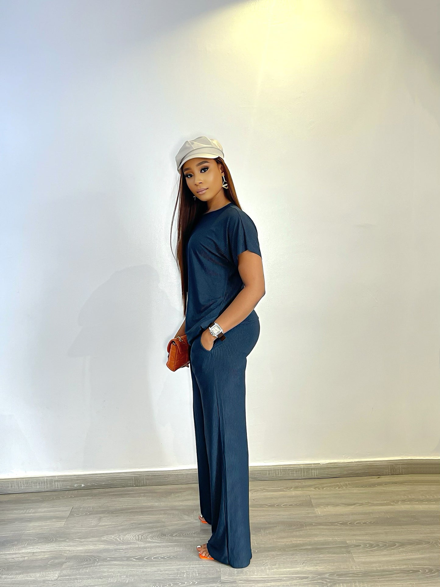 CURBAN Pantalon Palazzo à manches capes (ensemble) | Vert Fayrouz