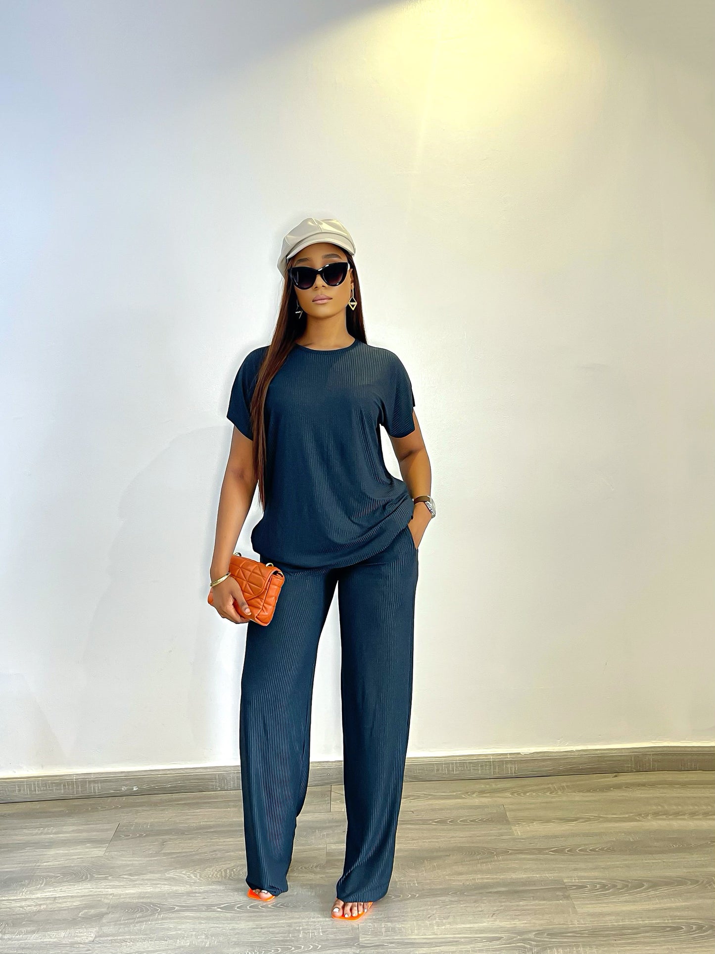 CURBAN Pantalon Palazzo à manches capes (ensemble) | Vert Fayrouz