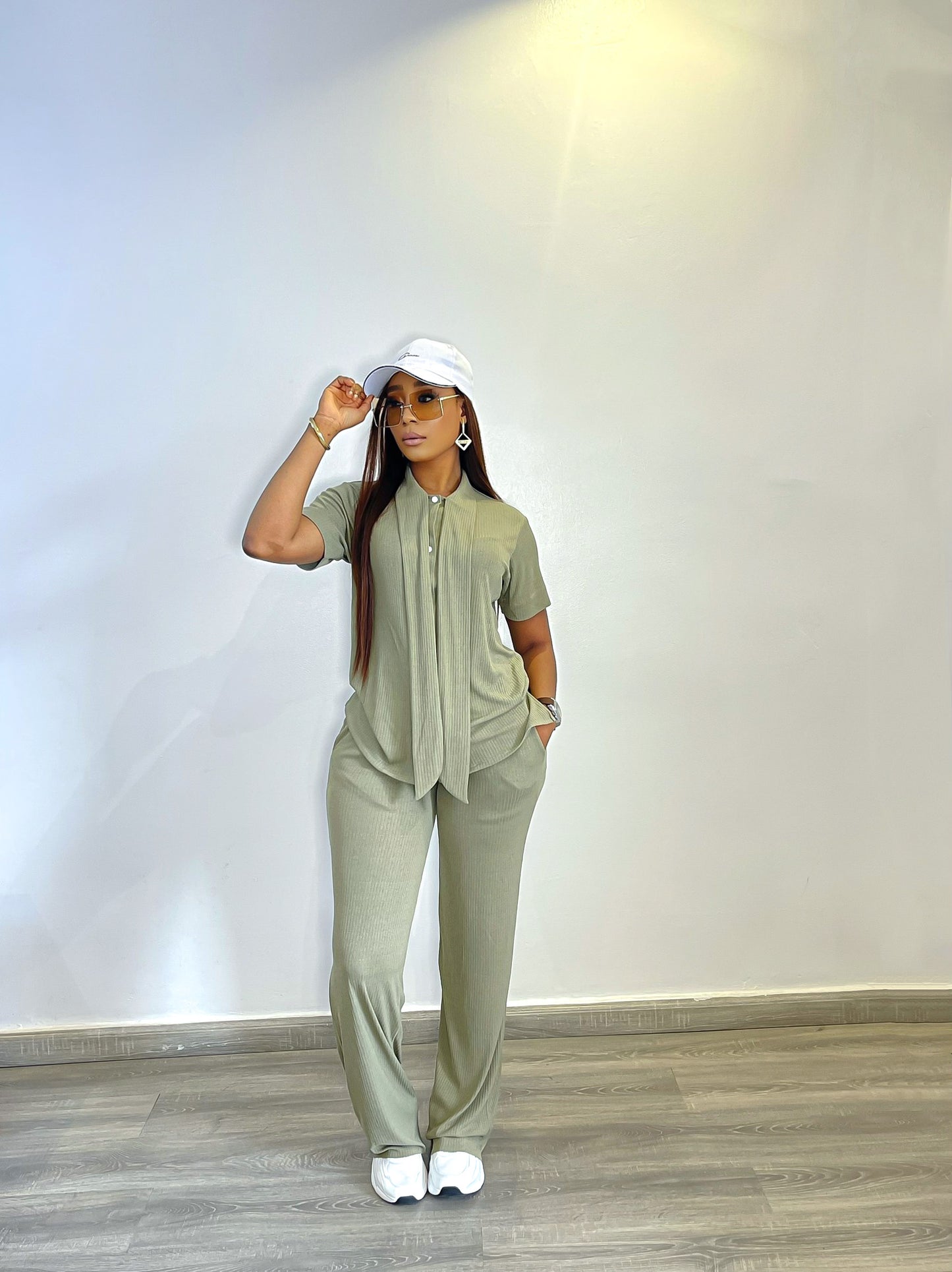 CURBAN Belt-Neck Facade-Pleat  Co-Ord