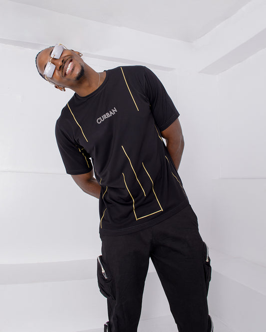 CURBAN Galactic Oversized Male T-Shirt | Black