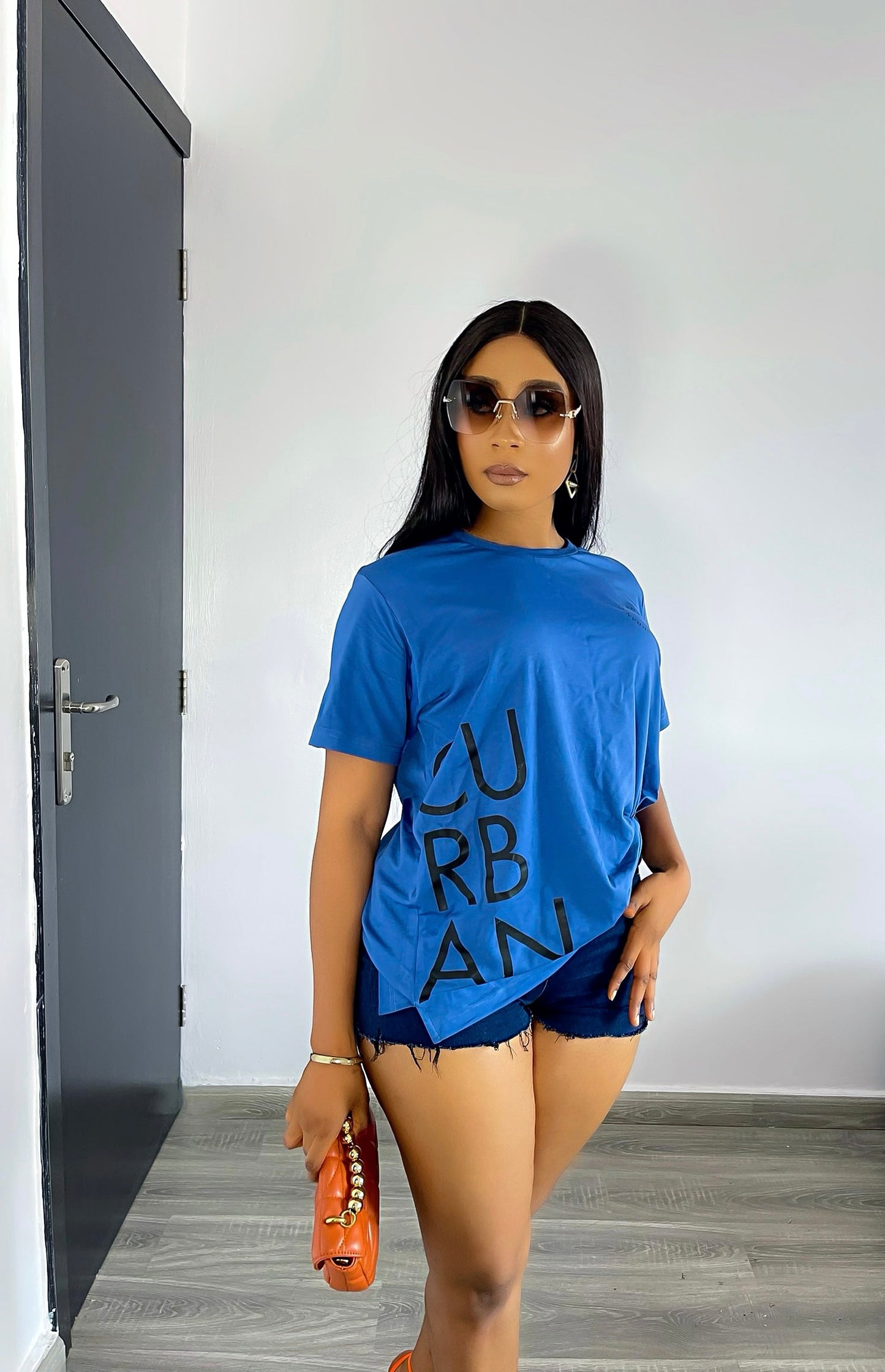 CURBAN T-Shirt Femme Oversize Bleu