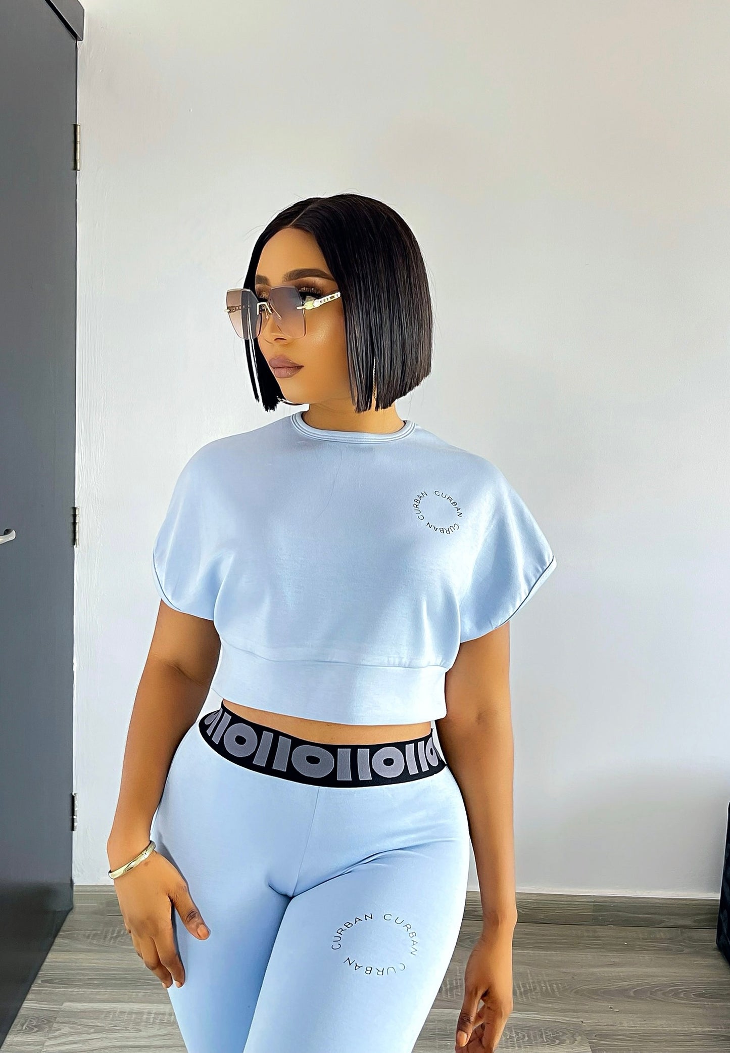 Ensemble CURBAN en élasthanne bleu poudré