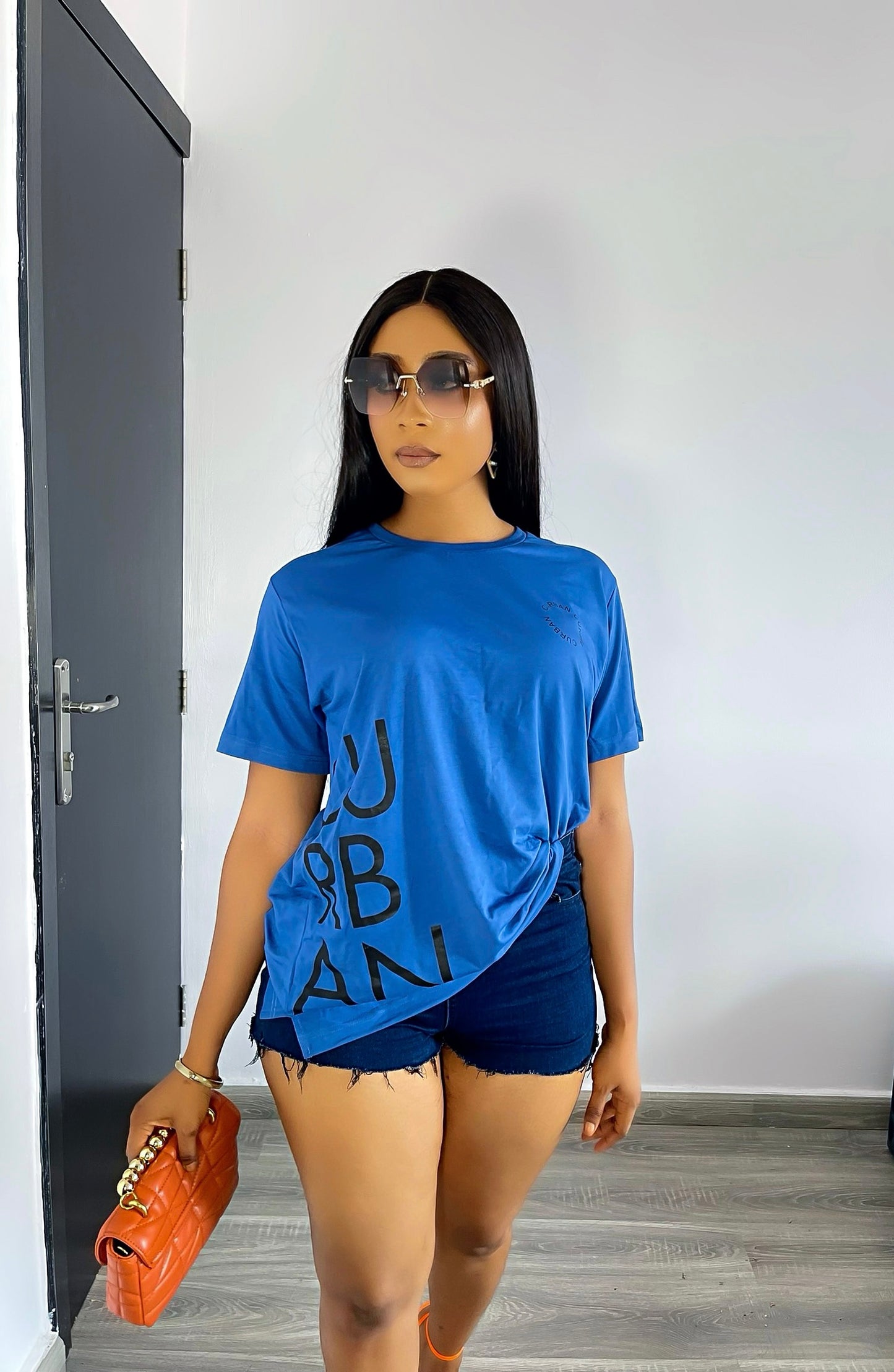 CURBAN T-Shirt Femme Oversize Bleu