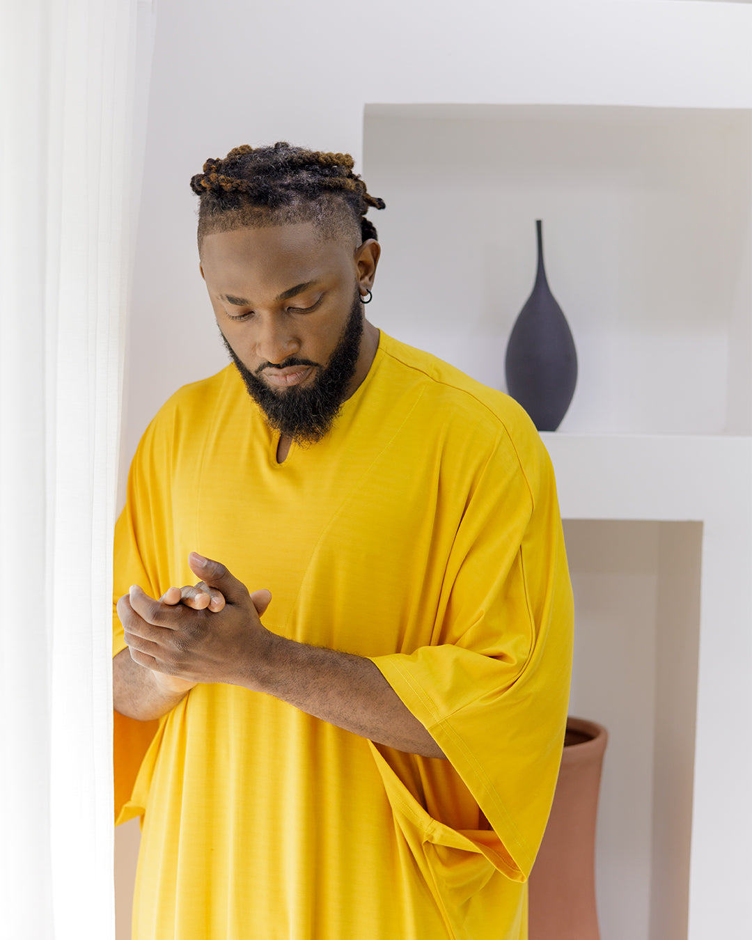 Curban Jaune Dropneck Cape Palazzo Deux Pièces Pour Hommes