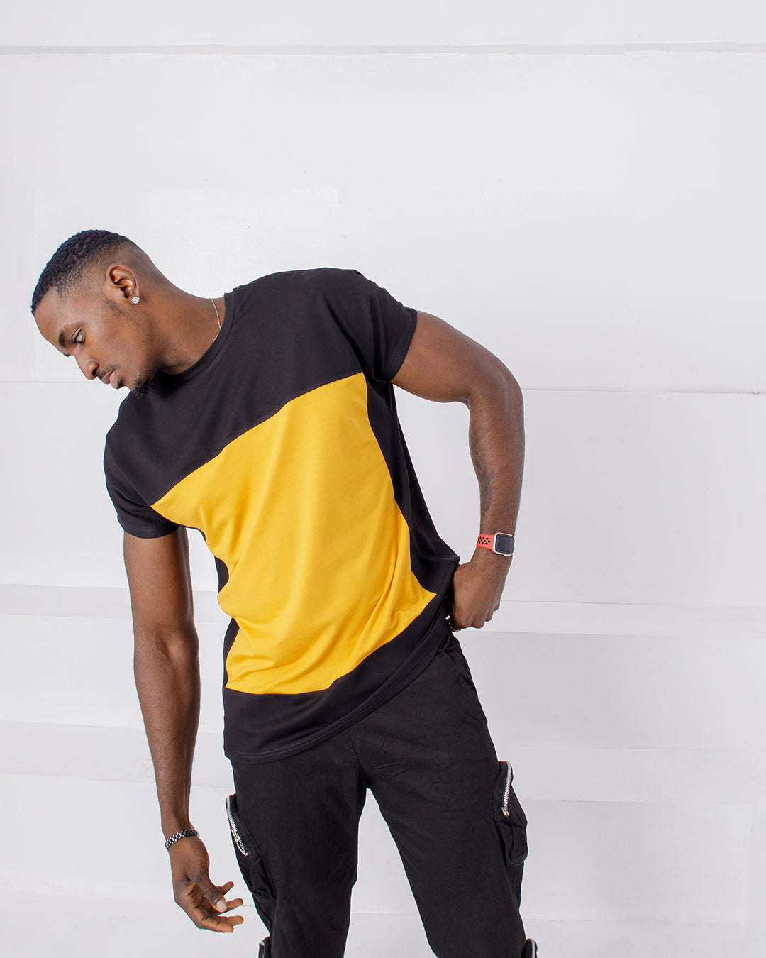 CURBAN Box Patchwork Capsleeve Oversized Male T-Shirt | Yellow